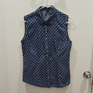 Forever 21 Navy Anchor Print Top
